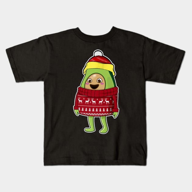 Avocado Santa Hat For Vegetarian Christmas Kids T-Shirt by Danielsmfbb